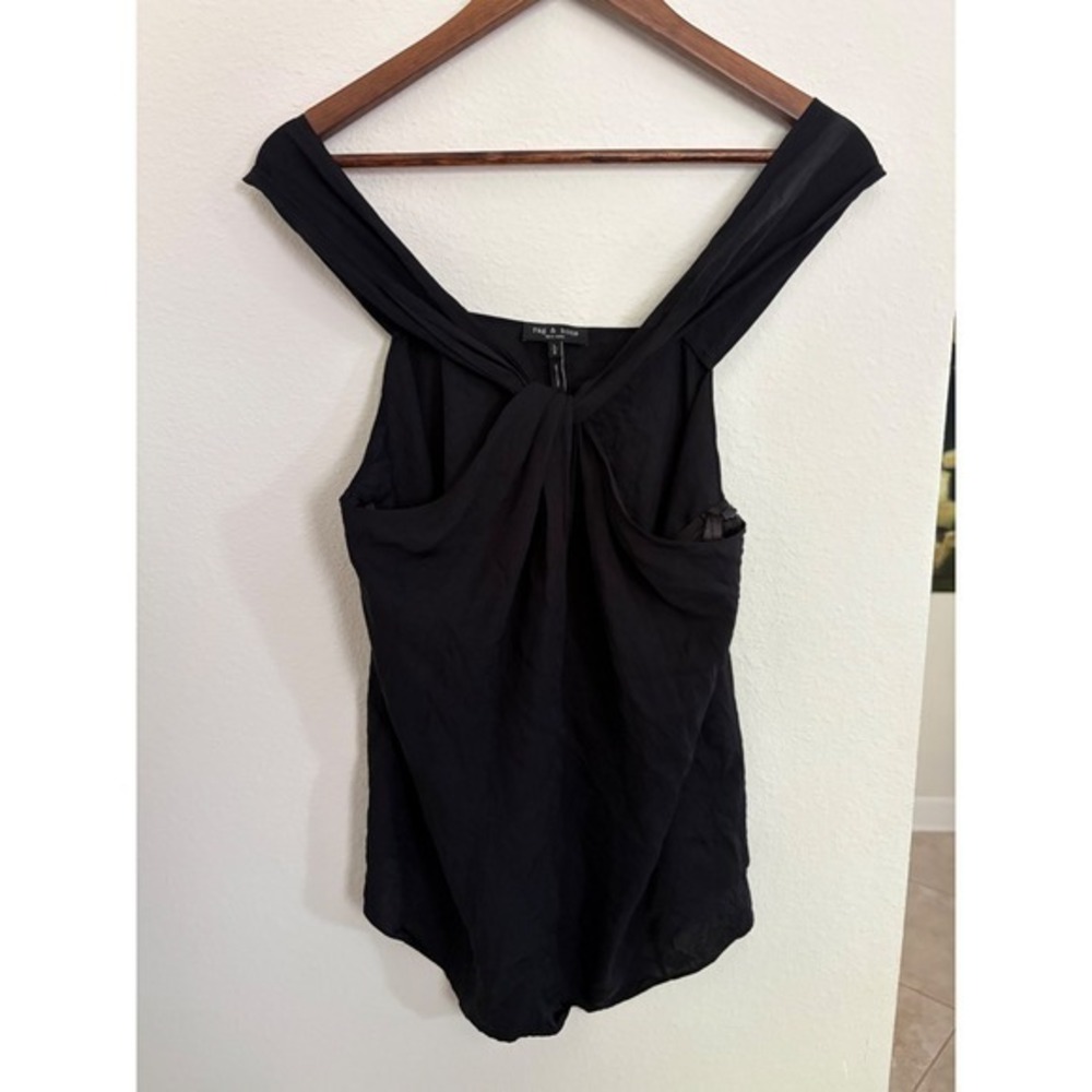 Rag & Bone Black Halter Top Sleeveless Blouse Twist Front Party Cocktail